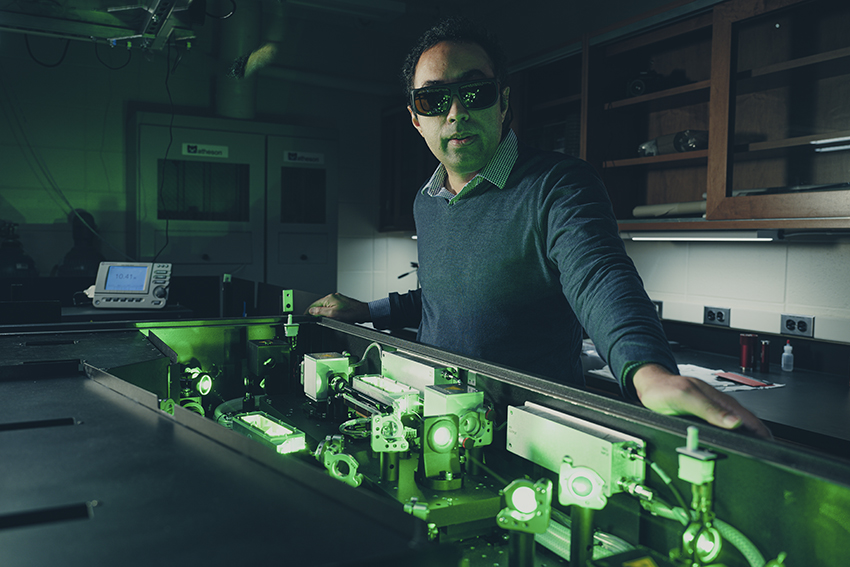 Niranjan Shivaram in his physics lab
