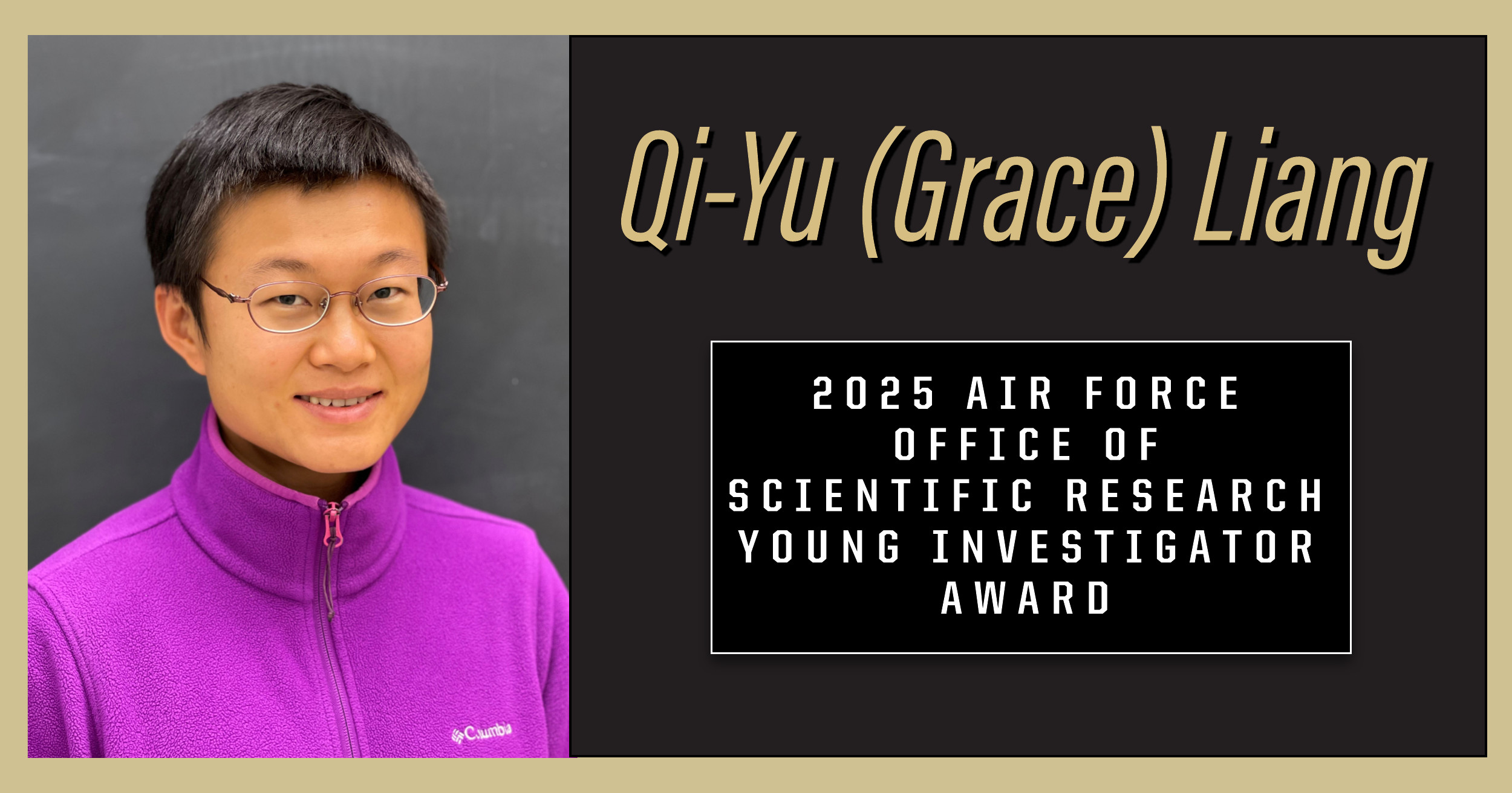 Qi-Yu (Grace) Liang awarded AFOSR YIP